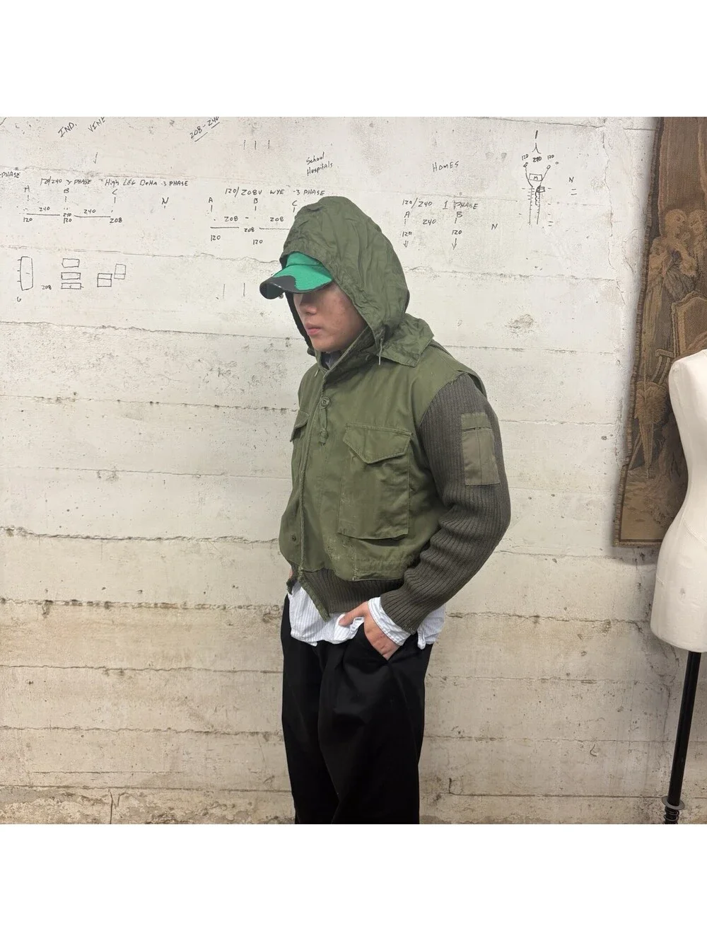 VTG OG107 Jacket Size L Knit Green Gorpcore Distressed 1972